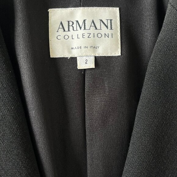 Vintage 80s Armani Collezioni Black 100% Virgin Wool Tailored Blazer - Size 2 - Picture 3 of 9